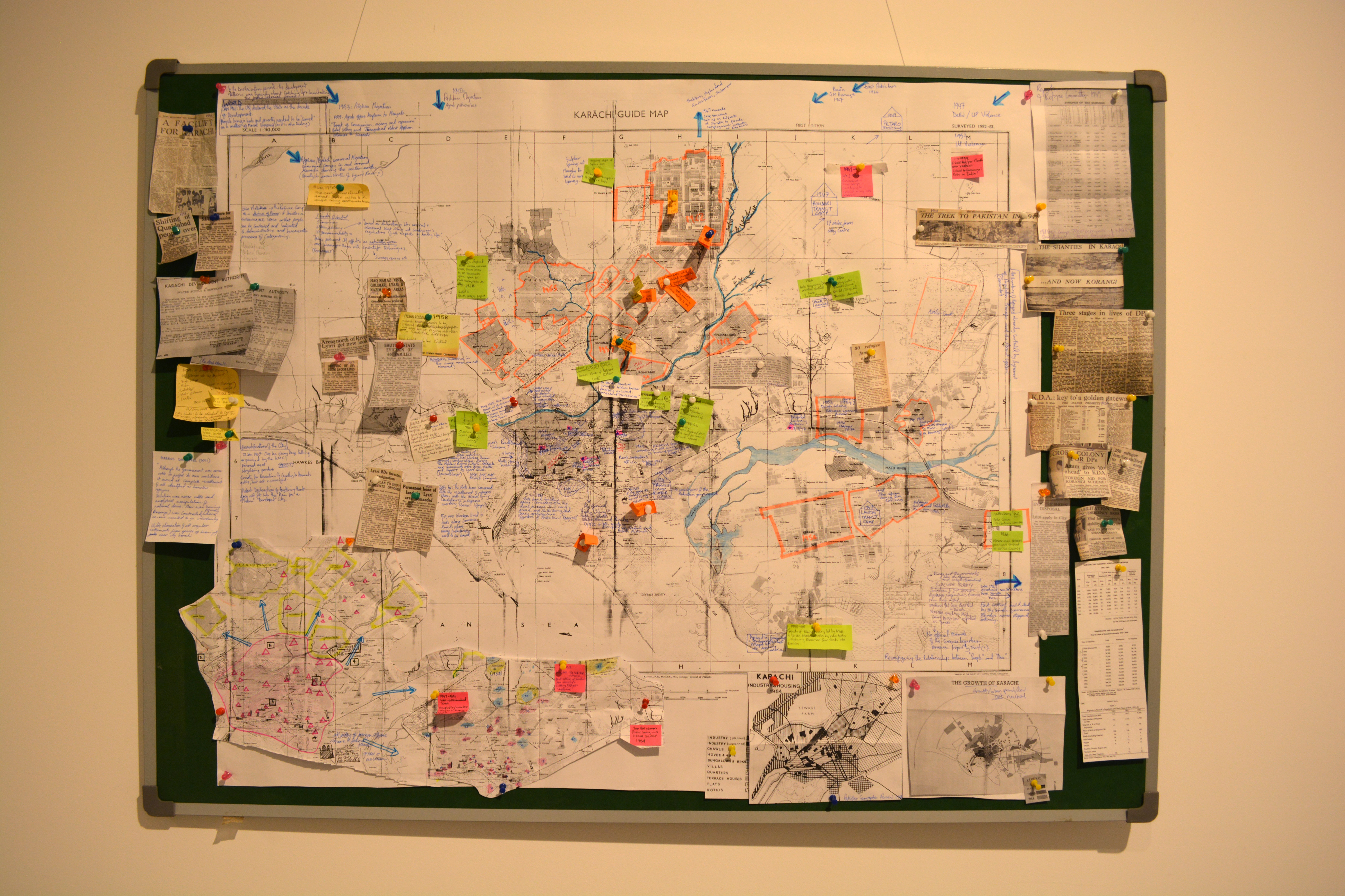 Shahana Rajani and Anam Soomro, Karachi: A Geography of Exclusion, on display at the opening.
