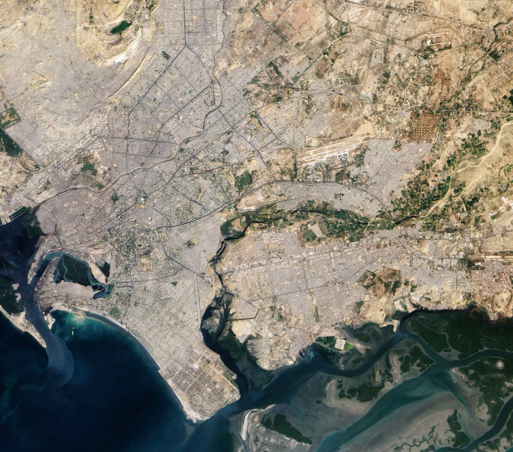 Karachi as seen in a photo taken by an astronaut from the International Space Station in 2010. 